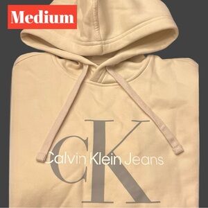 Mens Calvin Klein Sweatshirt MD NEW Calvin Klein Hoodie MED OFF WHITE & GRAY NWT